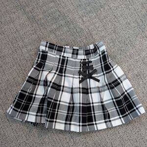 Justice Black and White Plaid Mini Skirt